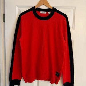 Calvin Klein Men's Bold Red and Black Crewneck Sweater